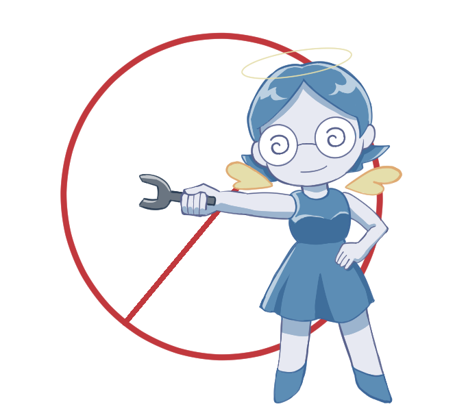 an angel holding this wrench to signify that this part of the site is under construction.