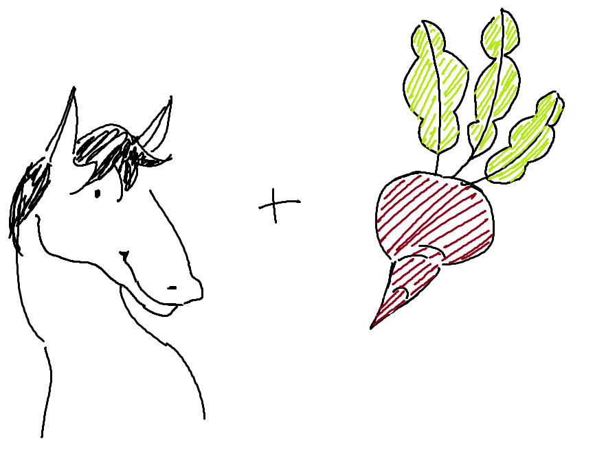 Horse plus root doodle.